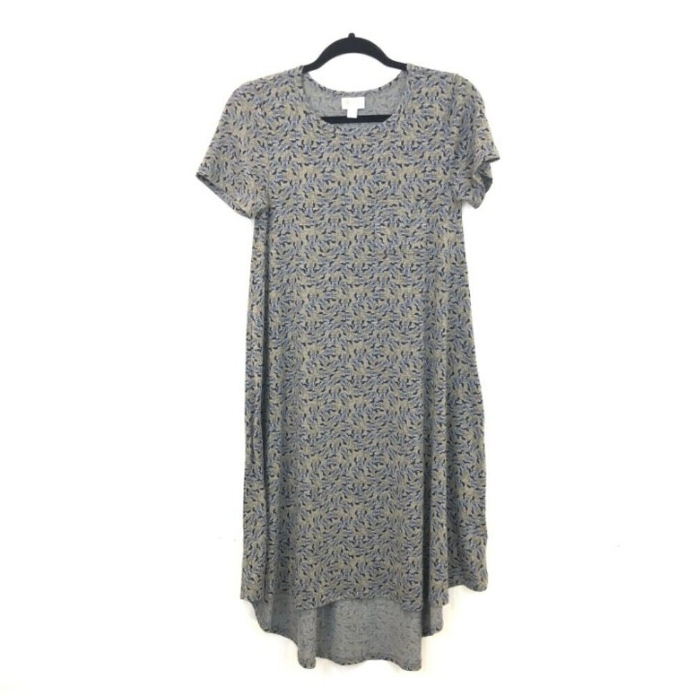 LuLaRoe XXS Minnie Mouse Print Gray & Yellow Short Sleeve Swing Dress Shift Rare